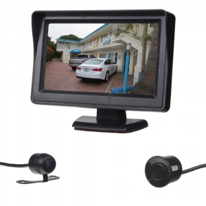 Parkovací asistent 12V - 4 senzorový s kamerou / 4,3" LCD