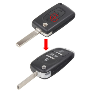 3-tlačidlový obal kľúča Citroen/Peugeot na zmenu vystreľovacie kľúča