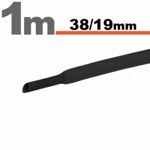 Zmršťovacie bužírky - 38mm čierne 1m (3ks)