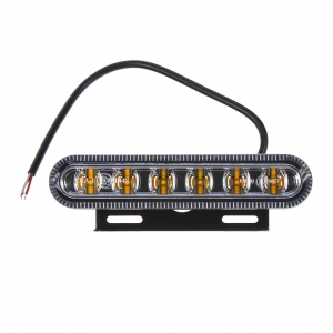 Výstražné LED svetlo 12V/24V - oranžové 6x3W LED ECE R65 (142x30x35mm)