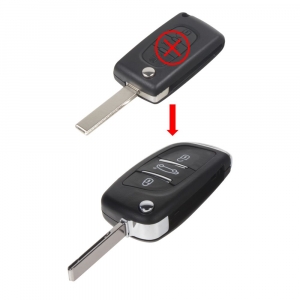 Náhradní obal klíče - Citroen / Peugeot (3-tlačítkový) přestrojovací / planžeta HU83