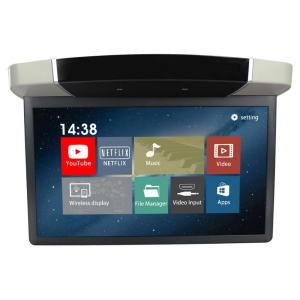 Stropní LCD monitor 15,6" - 12V / osa Android / HDMI / USB / dálkové ovládání se snímačem pohybu / šedý