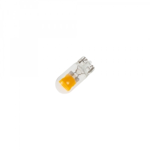 COB LED T10 oranžová, 12V, sklo