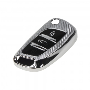 TPU obal pre kľúč Peugeot / Citroen, carbon silver