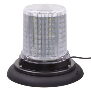 LED maják 12/24V - bílý / 128x1,5W LED / ECE R10 / magnet (ø190x157mm)