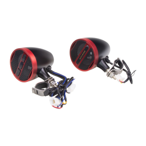 Reproduktory na motocykel, skúter, ATV  - s USB, MP3, Bluetooth, FM tunerom / farba čierno-červená