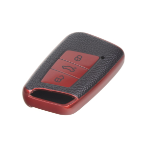 TPU obal pre kľúč VW Passat B8, červený-koža