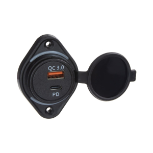 USB QC3.0 s USB-C nabíjačka 12V / 24V - povrchová montáž / biele podsvietenie USB QC3.0 s USB-C nabíjačka 12V / 24V - povrchová montáž / biele podsvietenie