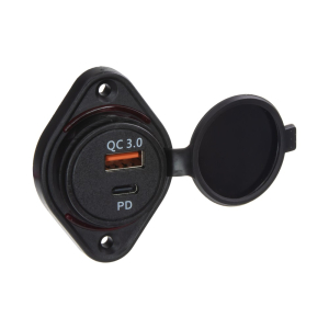 USB QC3.0 s USB-C nabíjačka 12V / 24V - povrchová montáž / červené podsvietenie USB QC3.0 s USB-C nabíjačka 12V / 24V - povrchová montáž / červené podsvietenie