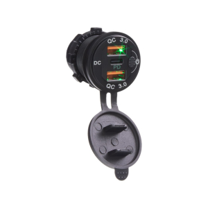 USB zásuvka 12V / 24V - 2x USB QC3.0 + USB-C / hliníková / zelené podsvietenie USB zásuvka 12V / 24V - 2x USB QC3.0 + USB-C / hliníková / zelené podsvietenie