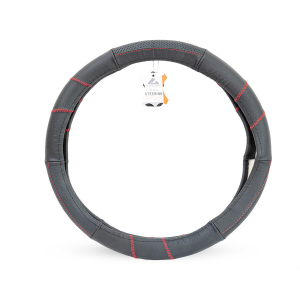 Poťah na volant z pravej kože – veľkosť M (37 – 39 cm), čierno-červený Poťah na volant z pravej kože – veľkosť M (37 – 39 cm), čierno-červený