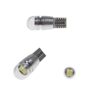 LED T10 biela, 12V, 2LED/5730SMD s čočkou