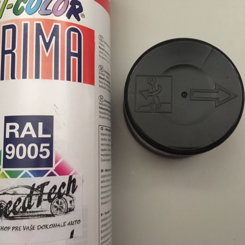 Čierna lesklá farba v spreji Prima RAL9005M