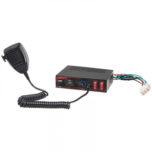 Profesionálny 12V / 100W výstražný systém s mikrofónom, tónmi a spínaním svetiel