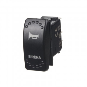 Spínač kolískový 12V / 24V - SIRÉNA s LED podsvietením (37x21mm) Rocker