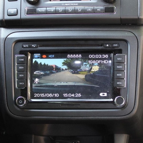 Zobrazenie videa z čiernej skrinky do auta pod spätné zrkadlo BDVR 03 na OEM rádiu