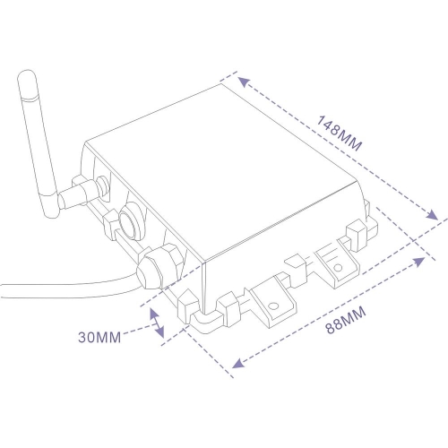 Rozmery bezdrôtového prijímača a vysielače pre digitálny video signál