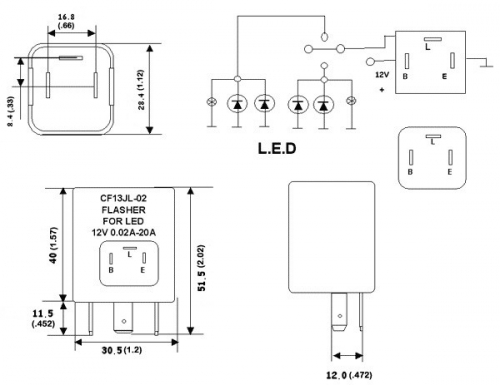 Prerušovacie relé pre LED smerovky 12V - 3 kontakty 0,02-10A 