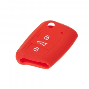 Silikónový obal pre kľúč - VW / Seat / Škoda (3-tlačidlový) červený