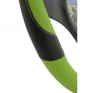 Detaily zeleno-čierneho poťahu volantu Color Line  s priemerom: 37-39cm