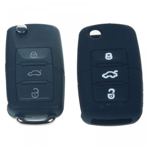 Silikónový obal pre kľúč - Seat / Škoda / VW (3-tlačidlový) čierny
