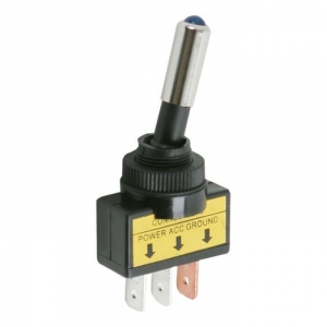 Páčkový prepínač 1 obvod 20A-12VDC OFF-ON modrá LED 