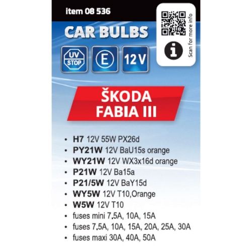 Obsah servisnej krabičky H7 pre Škoda Fabia 3