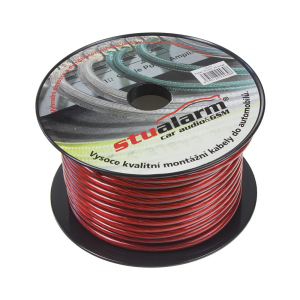 Napájecí kabel 10mm² - červeno transparentní (25m)