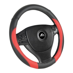 Poťah na volant - čierny s červeným detailom 37-39cm