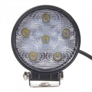 LED svetlo na pracovné stroje - 6x3W LED / 10-30V okrúhle ECE R10 (128x116x43mm)
