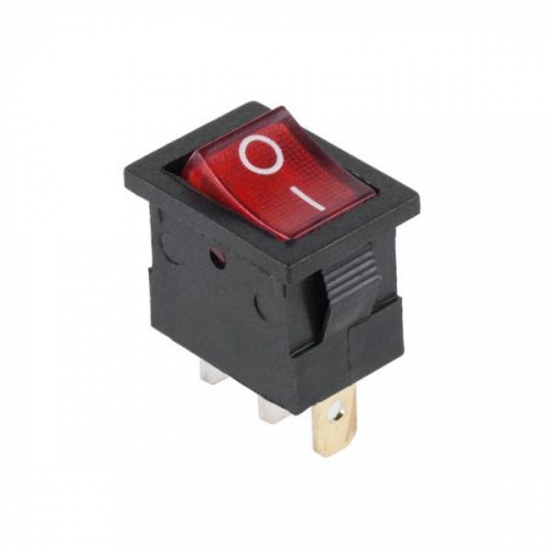 Kolískový prepínač - mini / 12V / 3pin / červený