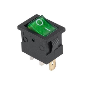 Kolískový prepínač - mini / 12V / 3pin / zelený