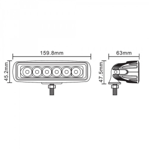 Rozmery 12/24V LED 18W svetla na auto ECER10 160mm