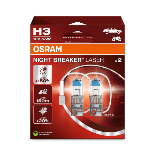 OSRAM NIGHT BREAKER LASER H3 Duo-Box - balení 2 autožárovek
