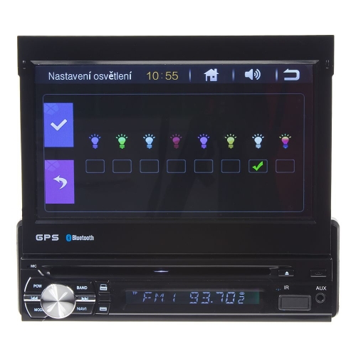 Ovládanie DVD autorádia s výsuvným 7" LCD, bluetooth,multicolor, SD/USB/FM/DUAL-GPS/RDS/ČESKÉ MENU