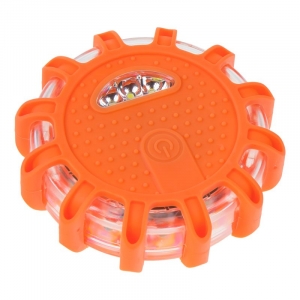 Výstražné LED svetlo - oranžové magnetické 12+3 LED (batérie 3xAA)