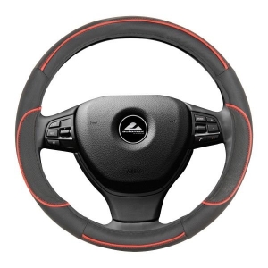 Poťah volantu - čierny s červeným detailom 35-37cm