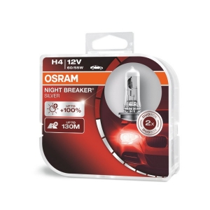 Autožiarovka H4 - 60/55W +100% OSRAM Night Breaker Silver (2ks)