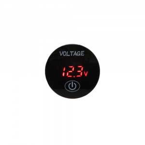 Červený digitálny voltmeter 5-36V s ukazovateľom stavu batérie