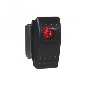 Spínač kolískový 12V / 24V - s červeným LED podsvietením (38x22mm) Rocker