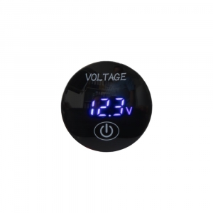 Modrý palubní 12/24V voltmetr s ukazatelem stavu baterie