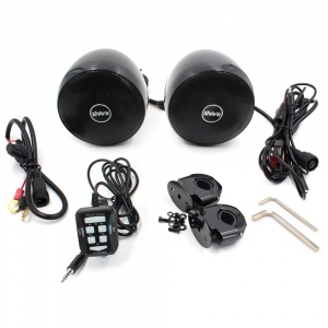 Reproduktory na motocykel, skúter, ATV  - vodeodolné s MP3, USB, AUX, BLUETOOTH, farba čierna