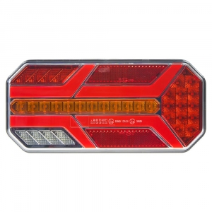 Združené LED svetlo na prívesný vozík 12V / 24V - pravé s dynamickými smerovkami ECER (80x165x32mm)