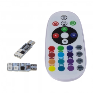 LED RGB T10/12V - 6x LED SMD5050 / dálkové ovládání (2ks)