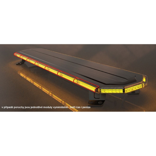 Svietivosť 770mm oranžovej LED rampy 36+96LED rampy ECER65,R10