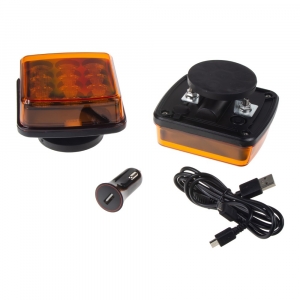 LED výstražné svetlo AKU - oranžové s magnetom (2ks) ECE R65 / R10