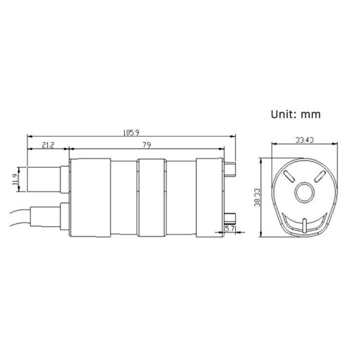 Rozmery 12V ponorného čerpadla na vodu 10l/min