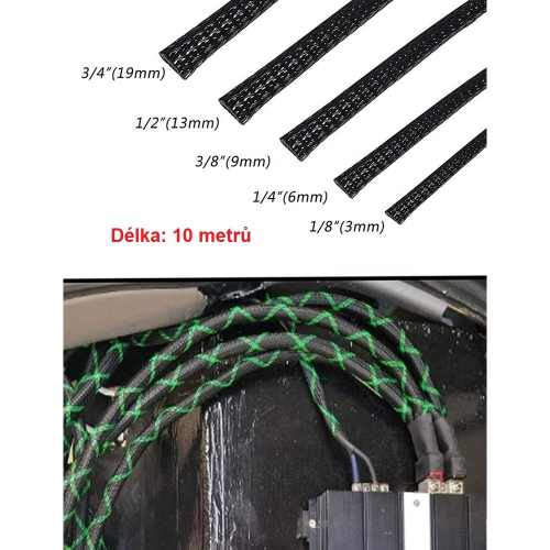 Velikosti ochranných opletů na kabely