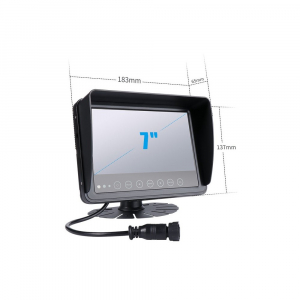 Rozmery AHD kamerového systému s prachotesným/vodeodolným/nárazu odolným 7" monitorom