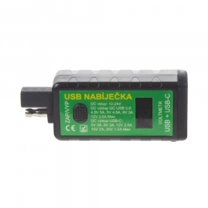 QC USB 3.0 + USB-C adaptér s voltmetrom na riadidlá